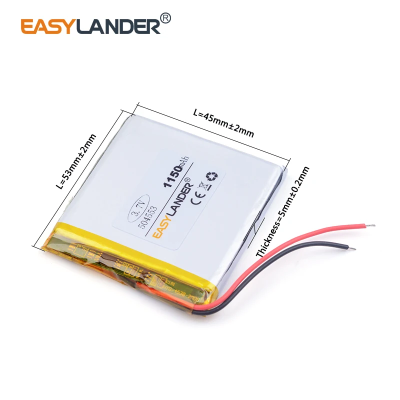 3pcs /Lot 504553 1150mAh 3.7v lithium Li ion polymer rechargeable battery MP3 4 5 navigation instruments and other common PSP