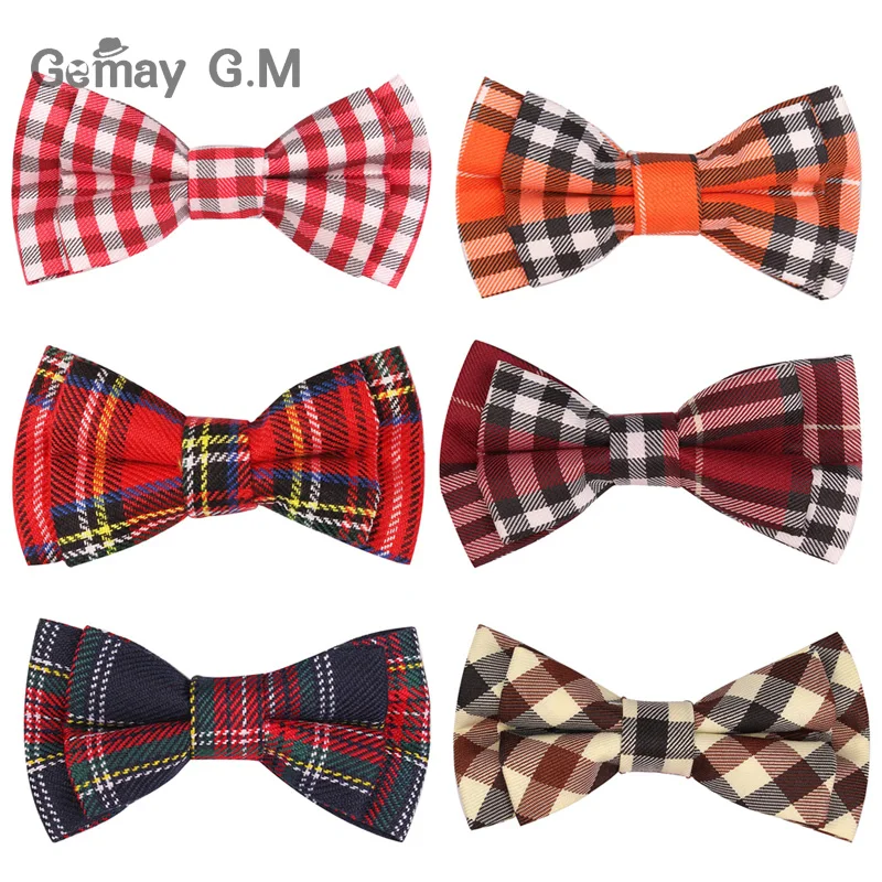 

New Plaid Bow ties For Children Neckwear Adjustable Tuxedo Boys Girls Bow Tie For Party Causal Cotton Bowties