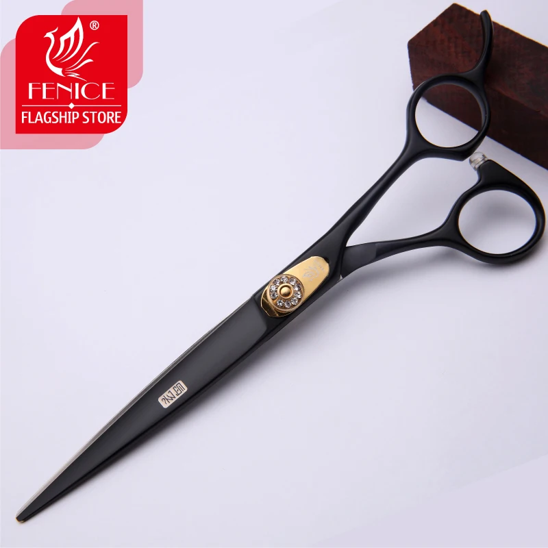 Fencie Professional black 7.0 inch imported 440c dog hair grooming tools pet scissors steel cutting shears