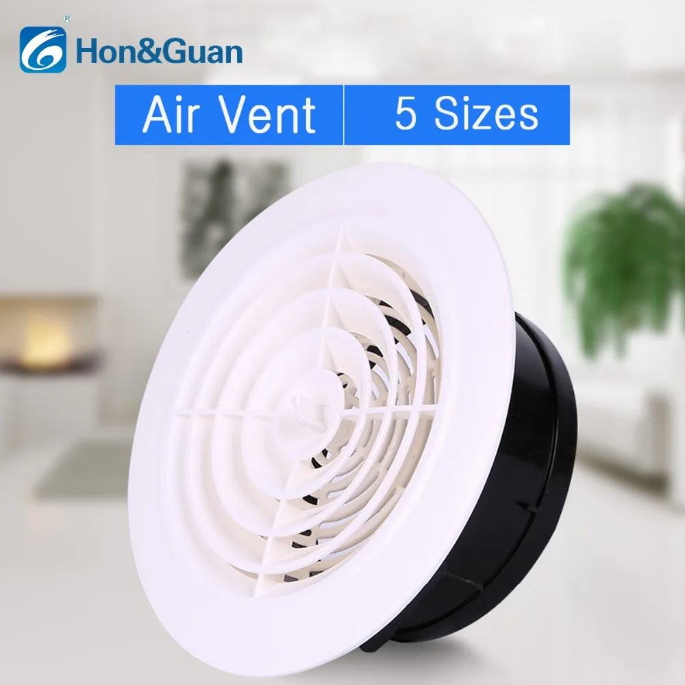 Hon&Guan 3~8''Round Plastic Grill Louver Adjustable Cover Window Ceiling Ventilation Outlet for Bathroom Kitchen Exhaust Vent