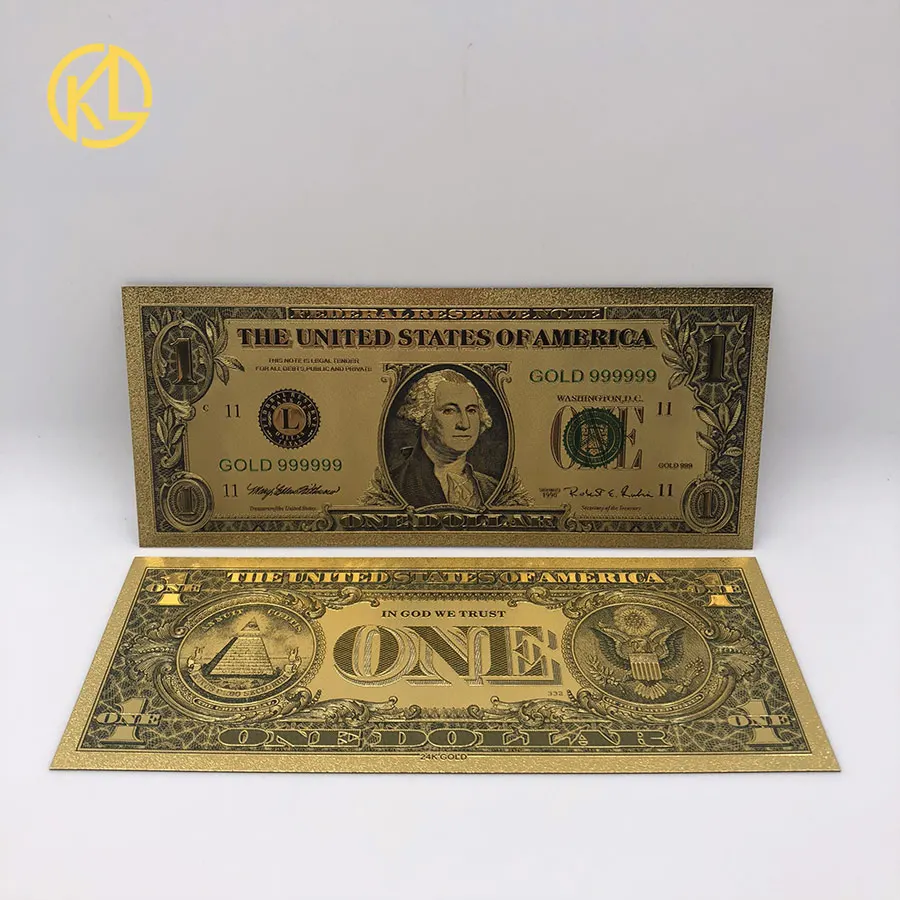 5 pcs/lot American 1 Dollar 24k Gold Plated United States Bill Note with With COA Frame