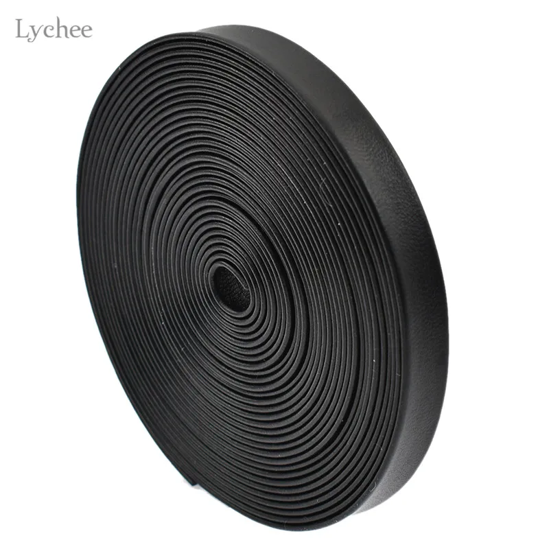 Lychee Life 5m Solid Color PU Leather Ribbon DIY Handmade Chocker Necklace Material Apparel Sewing Crafts Accessories