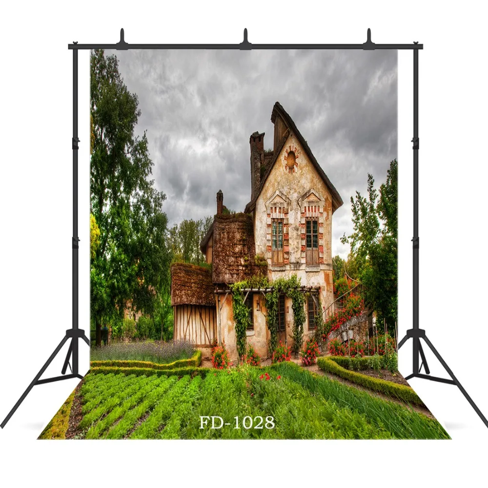 Grass Vintage House Background For Photo Shoot Props Child Baby Newborn Portrait Vinyl Cloth Photo Backdrops Photo Booth