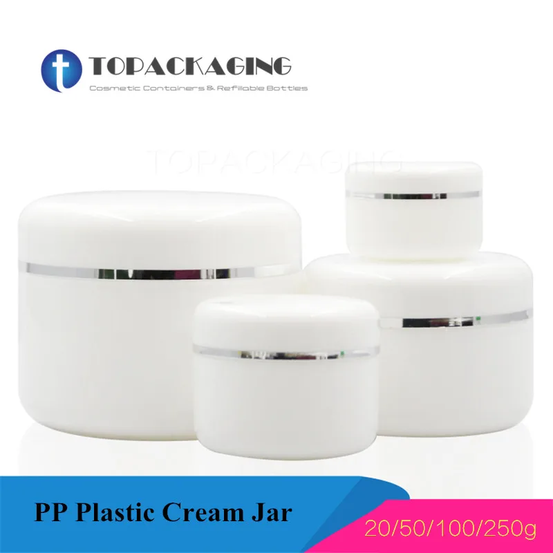 Frasco vacío para crema, contenedor de cosméticos, bote de latas faciales, botella de crema de maquillaje, caja de plástico PP, bote recargable de muestra, 20/50/100/250G