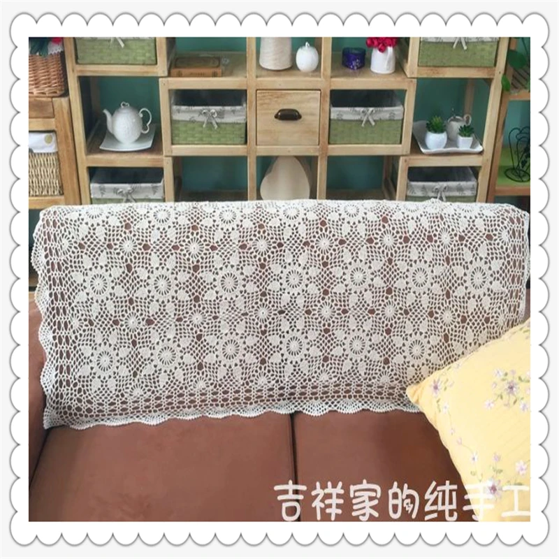 Hot selling European fashion 100% natural cotton crochet sofa cover as back rest towel for couch decoration from china for sale