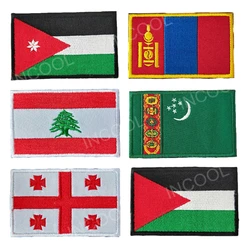 Georgia Jordan Lebanon Mongolia Palestine Turkmenistan Congo Embroidery Flag Patch Appliques Embroidered Patches