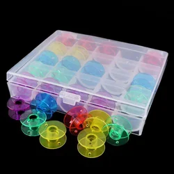 25Pcs/Set Bobbins Box Set Sewing Machine Spools Colorful Plastic Metal And Case Storage Box Sewing Machine Tools Accessories