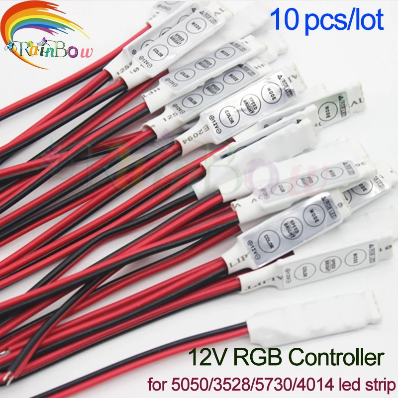 10PCS 12V 6A 3 Keys Mini Controller Dimmer for 5050 3528 RGB LED Strip Light 19 Dynamic Modes and 20 Static Color Free Shipping