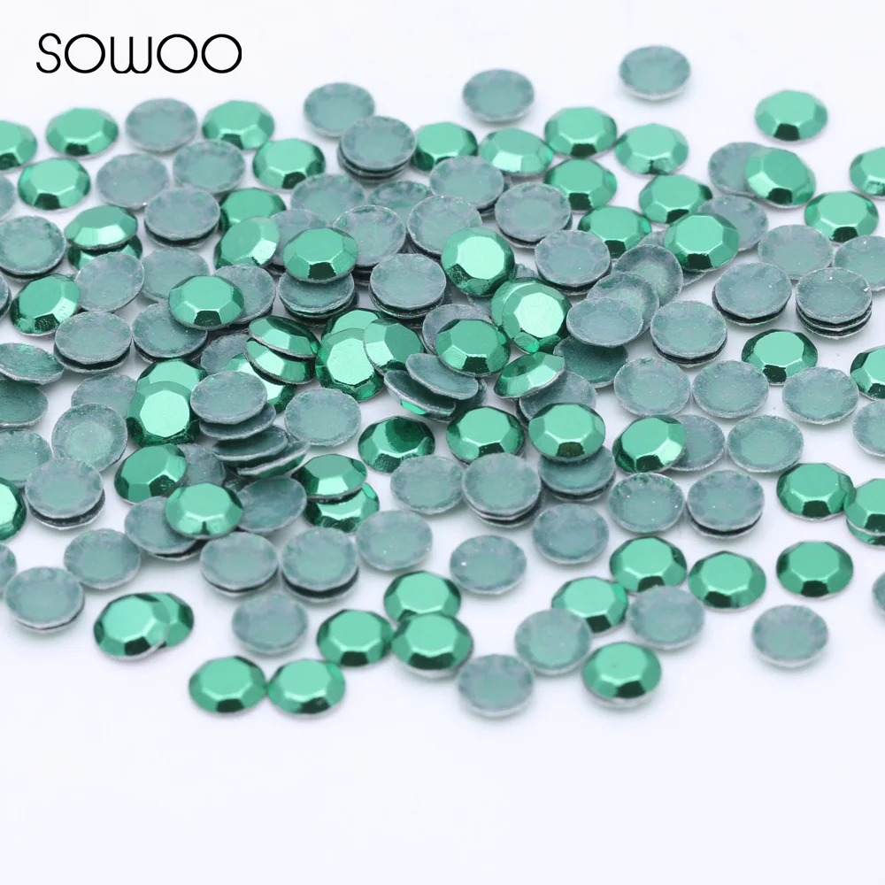 1440pcs/lot  lead free Hot Fix Studs Green color Wholesales Hot Fix nailhead Iron On Rhinestud  baby rhinestone