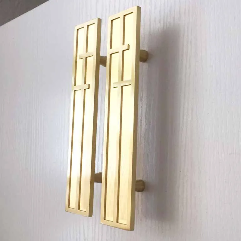 

1 Pair COTOM gold brass handles for furniture simple carving wardrobe closet cabinets knobs and pulls furniture hardware