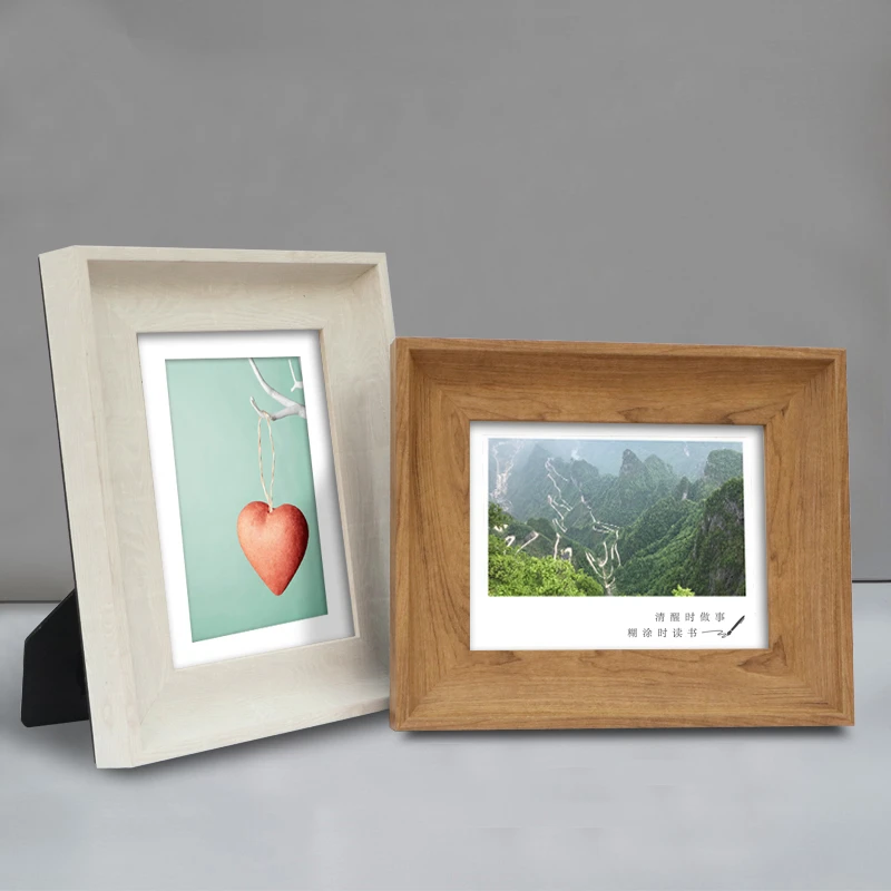 2018 Quality Simple Resin Photo Frame With Wood Grain 1pcs 5-10 inch Table&Wall Hanging Picture Frames Wedding Gift marco foto