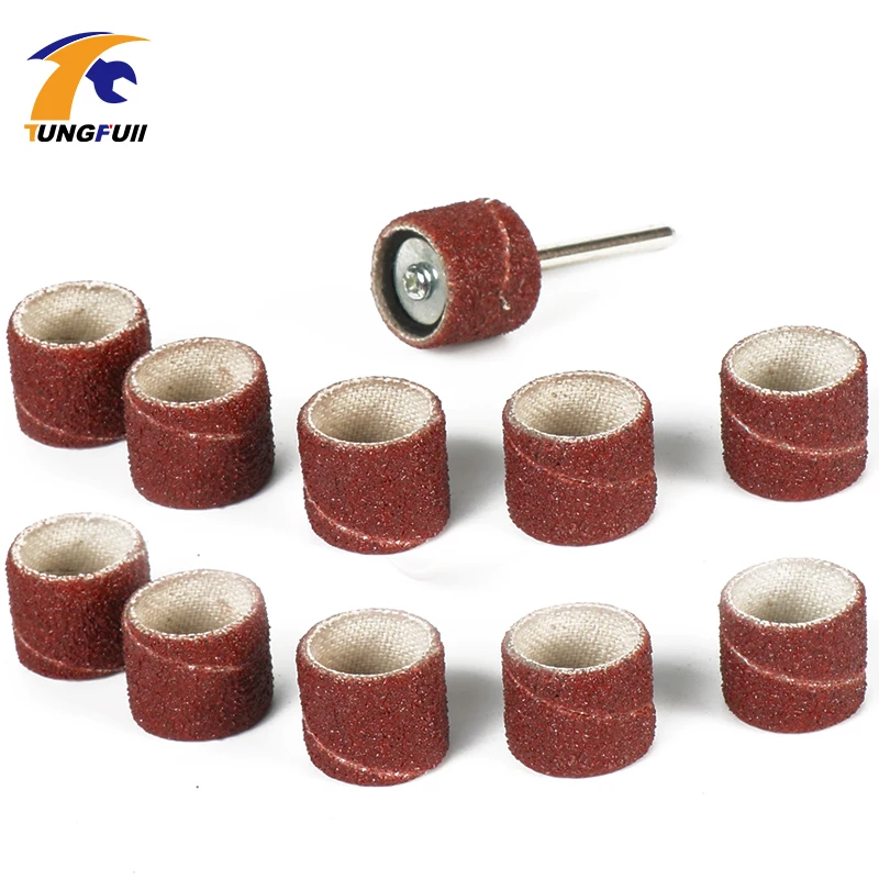 100Pcs Dremel อุปกรณ์เสริม6.35มม.12.7มม.กลองชุดทราย + 2Pcs Sanding Band ทราย Mandrel สำหรับเครื่องมือโรตารี่หัวเจียรเล็บ
