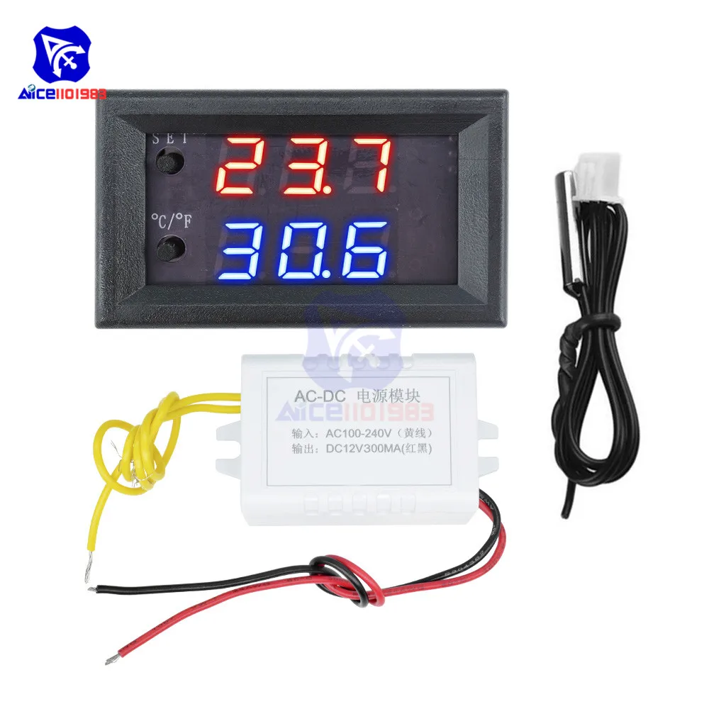 W1209WK LED-Digitalthermostat Temperaturregler Thermograph Celsius/Fahrenheit Schaltmodul mit NTC-Sensorsonde 12V 220V – Detail 5