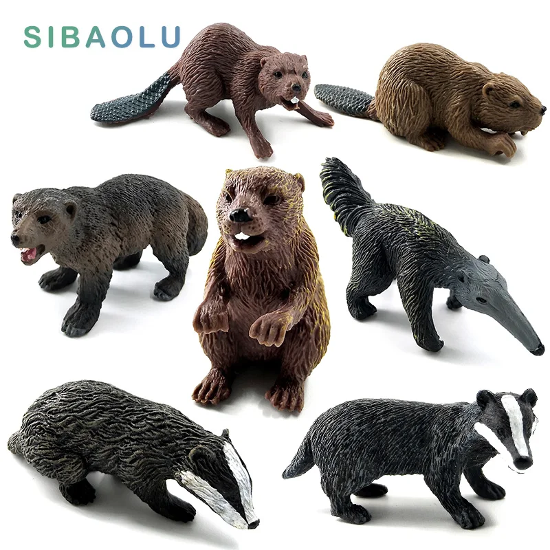 Simulation Badger Wolverine Anteater Beaver Bear Animal Model figurine home decor miniature fairy garden decoration accessories