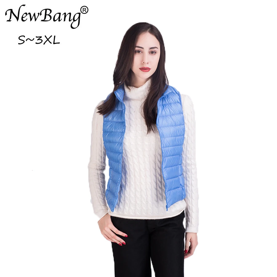 

NewBang Women's Sleeveless Ultra Light Duck Down Vest Women Slim Warm Gilet Outwear Down Vests Female Windproof Waistcoat