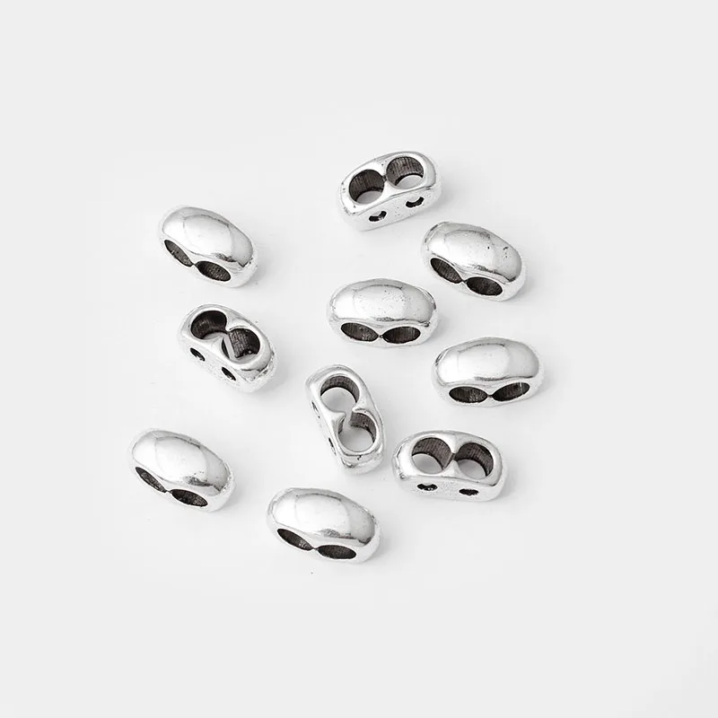 20pcs Tibetan Silver/Bronze/Copper Double Holes Slider Spacers For 4mm 5mm Round Leather Cord Bracelet Jewelry Findings Making