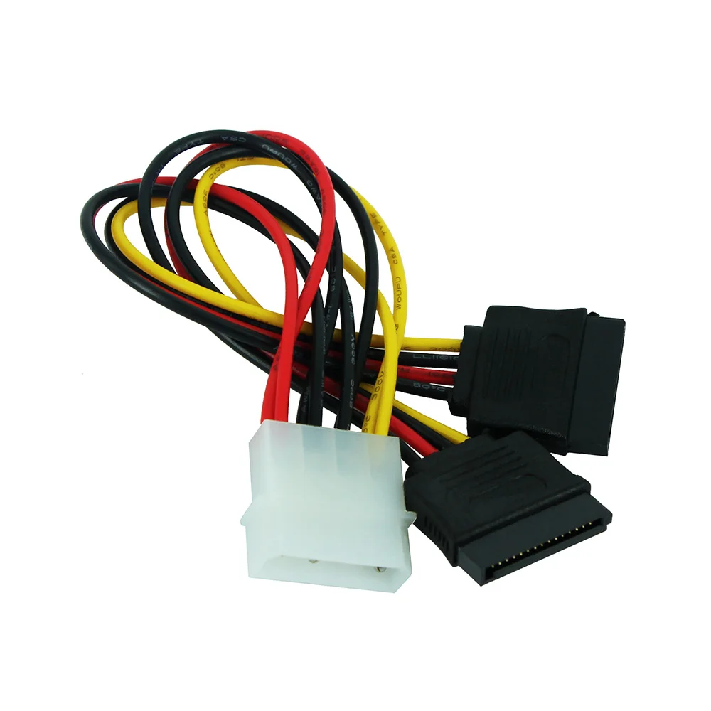 

4 Pin Molex Male Power to Dual ATA SATA 2 Female Y Splitter Cable Hard Drive Power Supply for PC Computer Cable Wire Adapter