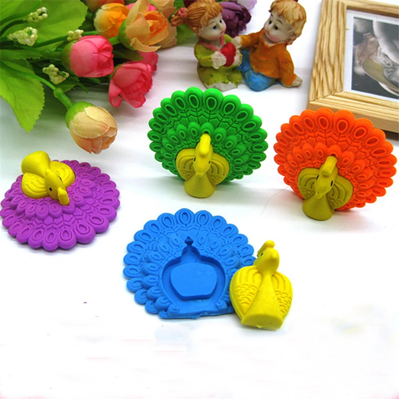 Factory selling creative stationery products peacock toy eraser Stationery office supplies for students stationery office suppli