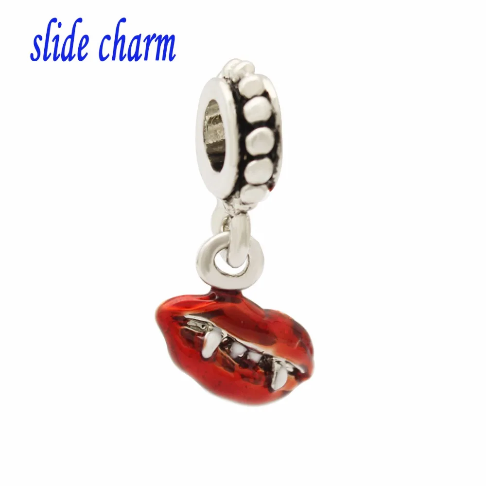 2025 New Slide Charm Free Shipping  Europe Halloween New Arrivals Billed Fangs Pendant Amulet Charm Beads Fit Pandora Bracelet