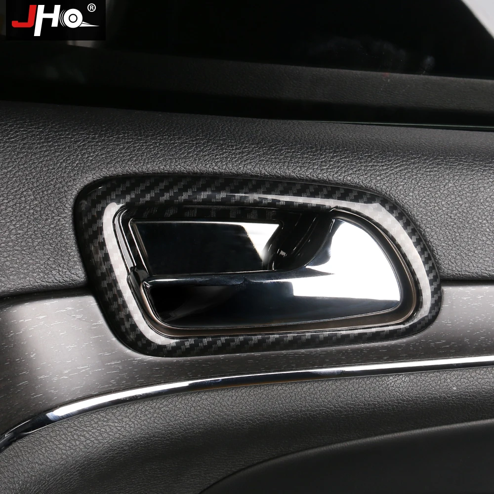 JHO ABS Carbon Grain Inner Door Handle Bowl Cover Trim For Jeep Grand Cherokee 2014-2020 2015 2016 2017 2018 19 Car Accessories