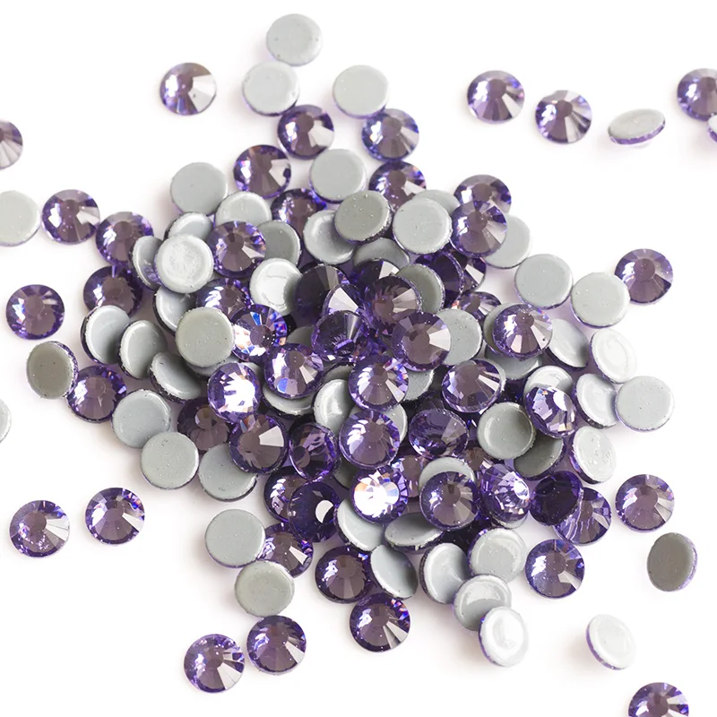 YANRUO 2058HF SS6-SS30 Tanzanite Hot Fix Stones And Crystals Flatback Strass Glass Rhinestones For Clothing