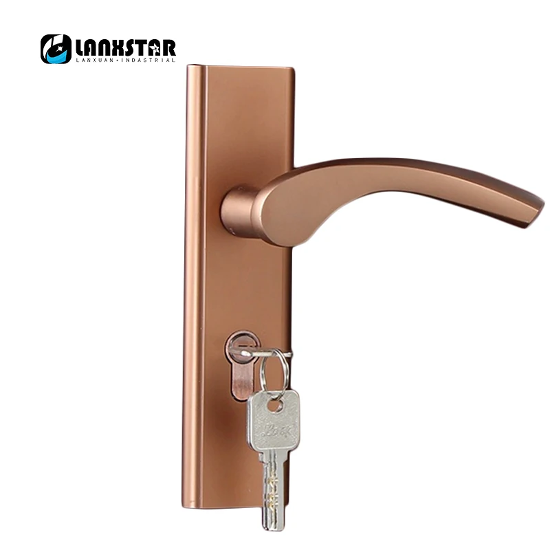 

Manufacturers Selling Coffee Color Space Aluminum Interior Door Handle Lock Quality Assurance Mute Lockcore Room Door locks