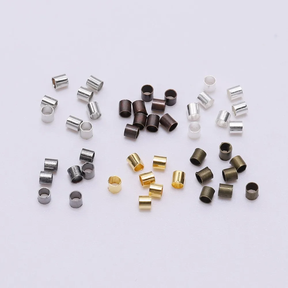 1.5 2.0 2.5 mm Alloy Round Crimp Beads Tube DoreenBead Spacer Bead Cord Tip All Beading Wire Connectors For Jewelry