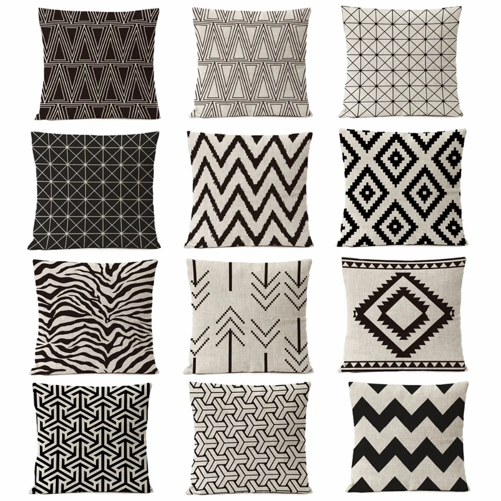 Czarny geometryczny Boho poszewka na poduszkę Bohemia strzałka poduszka dekoracyjna Sofa do domu poszewka na poduszkę