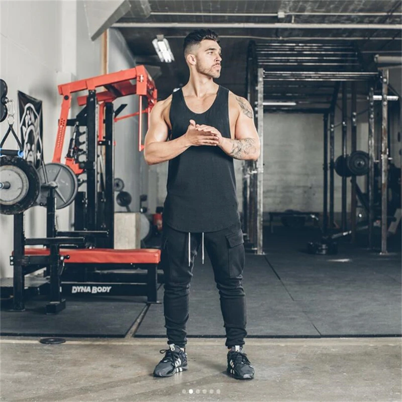 Brand mens sleeveless shirts Summer Cotton Male Tank Tops gyms Clothing Bodybuilding Undershirt Fitness tanktops tees