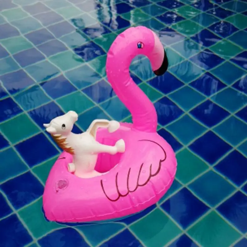 100 Pieces Inflatable Flamingo Swimming Rings Drink Holder Float Bath Toy for Kids Party Supply Swimming Pool Accessarie