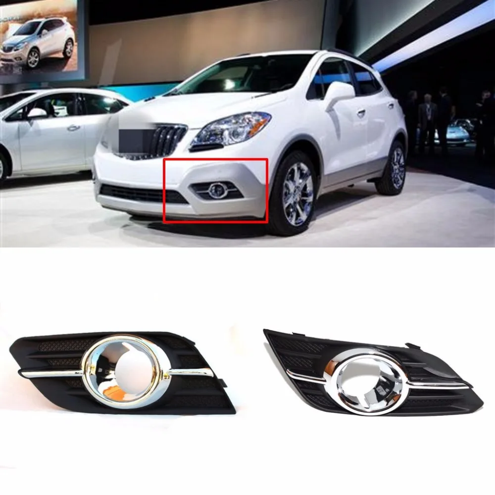 JanDeNing 2pcs Kit Car New Black Front Left + Right Bumper Fog Light Lamp Cover Grille Fit for Buick Encore 2013-2015