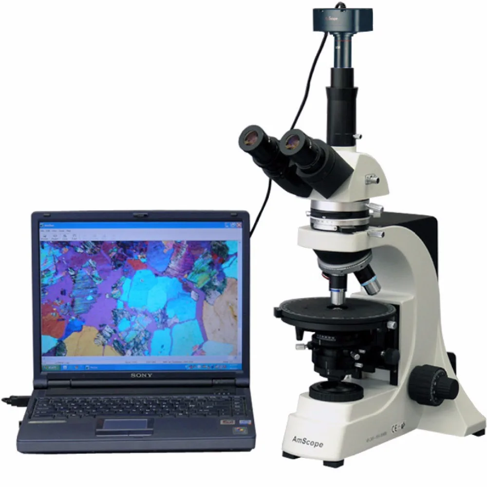 Infinity Polarizing Microscope--AmScope Supplies 40X-1500X Infinity Polarizing Microscope + 10MP Camera