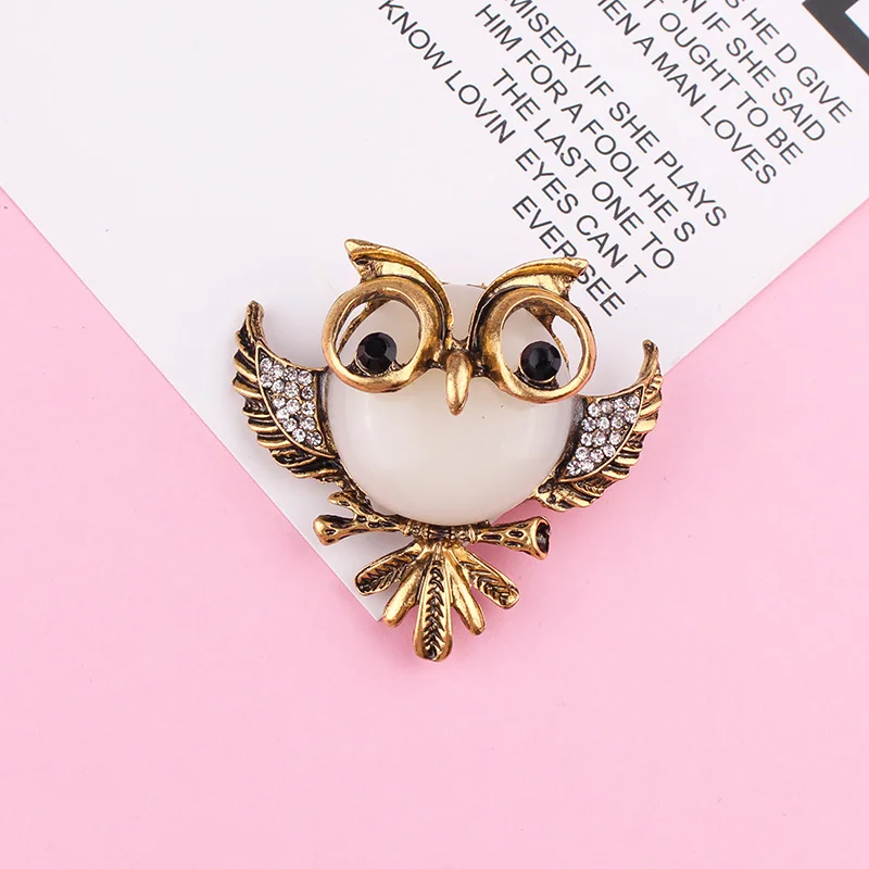 Anti Gold Silver Color Owl with Glasses Lovely Vintage Metal Brooches Pins Animal Cartoon Brooch Pin Women Gift Jewelry