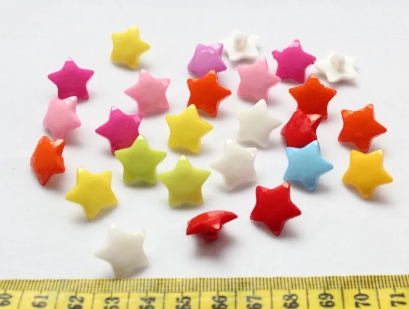 1000pcs Rainbow Star Colorful Children Plastic Sewing Sew On Buttons Shank Set 16mm kawaii shiny star