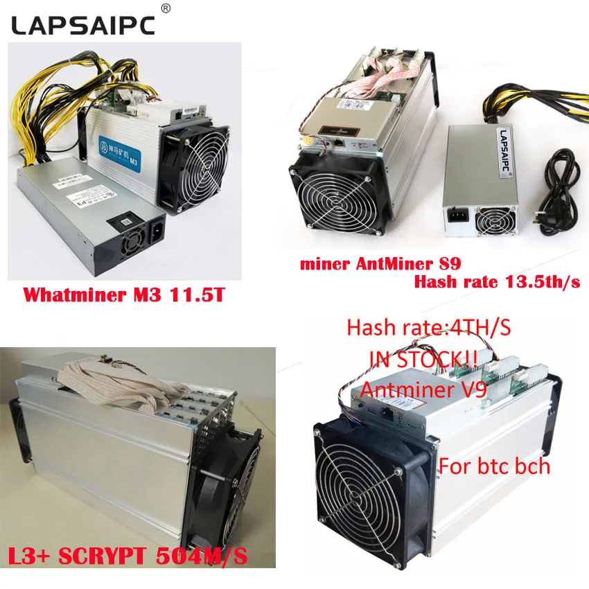 

In stock ! AntMiner S9 S7 S5 L3 E9 T9 V9 4T/S bitcoin Asic digging Mining rig Machine Newest miner computer parts 13T 13.5T 14T