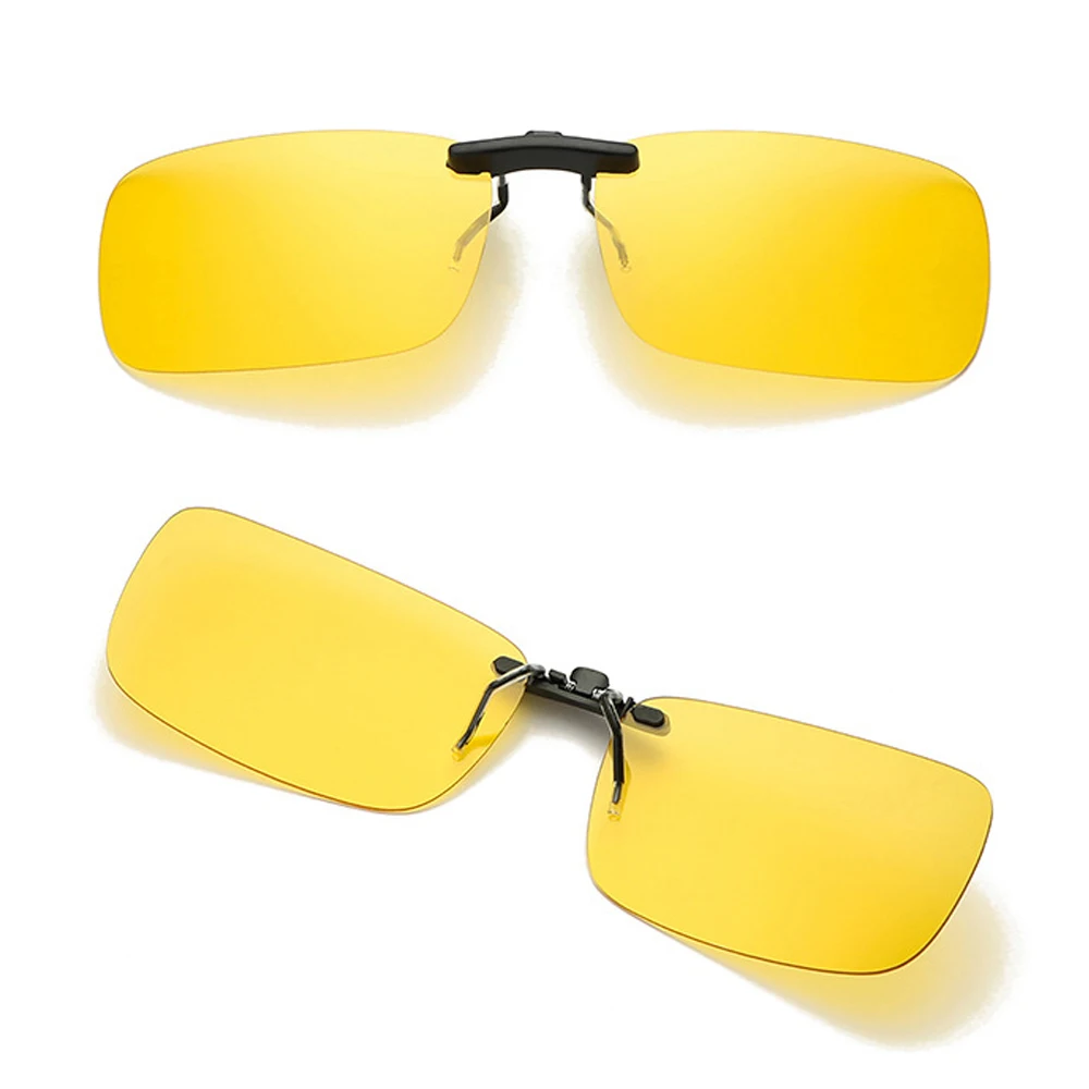 Men Square Clip on Glasses Polarized Glasses Night Driving with Yellow Polarizing Women Photochromic Sunglasses Clip Glasses