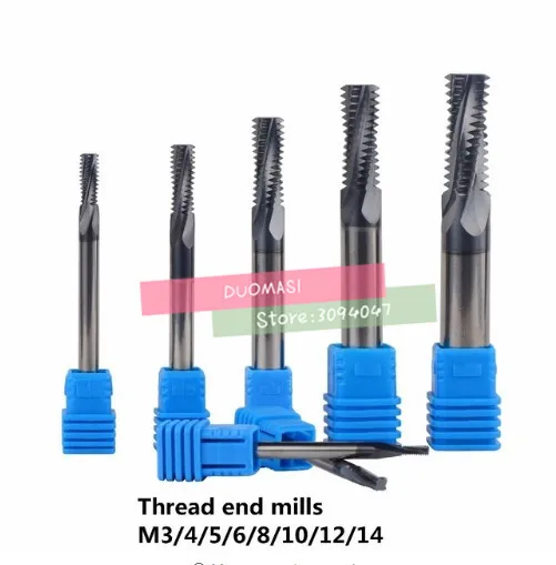 1PCS Carbide thread end mill 4F-M3 M4 M5 M6 M8 M10 M12 M14 M16*1.5 M8*1,thread mills,thread milling cutter with TIALN coating