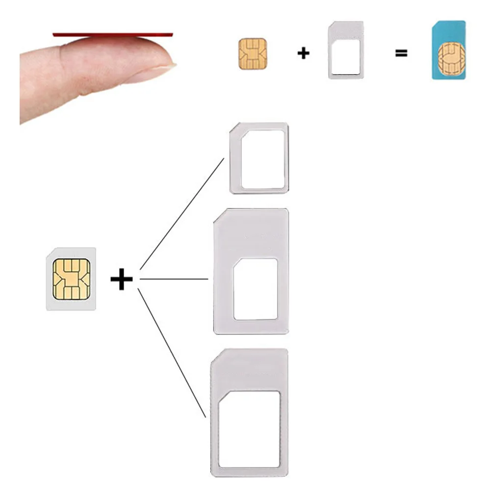 جديد وصول 4 قطعة العالمي الهاتف المحمول نانو SIM إلى مايكرو/بطاقة القياسية محول تحويل