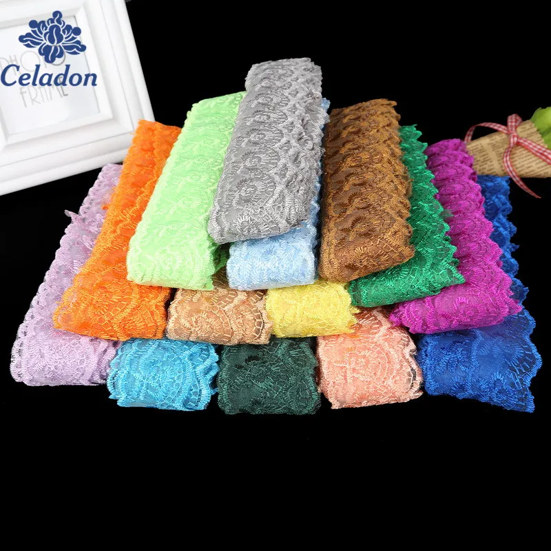 Trim Width 40mm 10 yards/lot Lace Embroidered Net Lace Trim For Sewing DIY Decoration Clothes