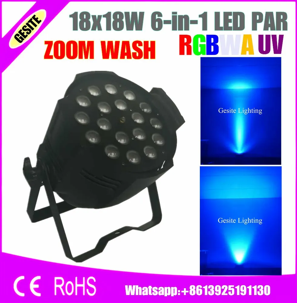 2pcs/lot 18x18W RGBWA UV 6IN1 Led Zoom Par Light Tyanshine True Power Fan Cooling Thick Aluminum Heat Sink Zoom 10-60