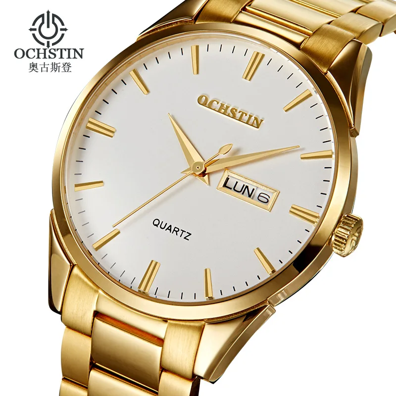 

Ochstin Luxury Brand Business Men's Quartz Watch Casual Watches Men Wristwatches Stainless Steel Strap Gold Band Date Hours