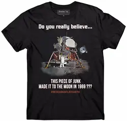 Flat Earth T-Shirt, Lunar Lander T-Shirt, Earth Is Flat, Conspiracy, Lies 2019 Summer Round Neck Men'S Fashion Custom T Shirts