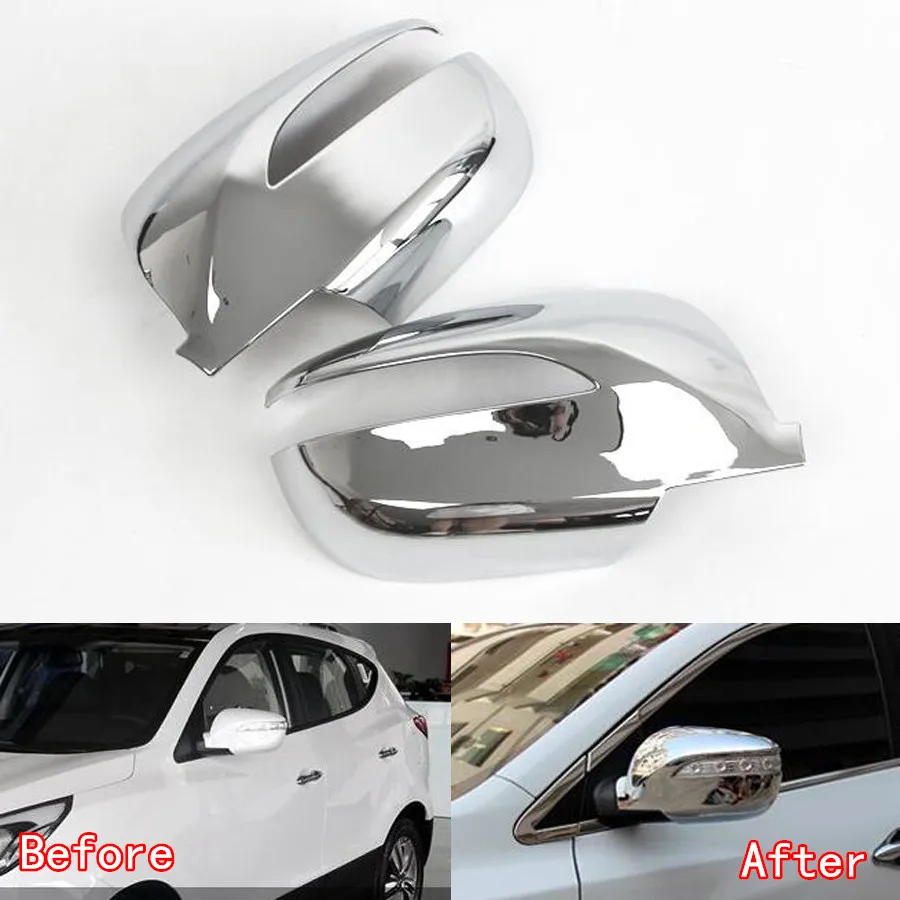 YAQUICKA ABS Chrome Car Exterior Rearview Rear View Mirror Cover Trim Styling Sticker For Hyundai IX35 2010-2015 Accessories