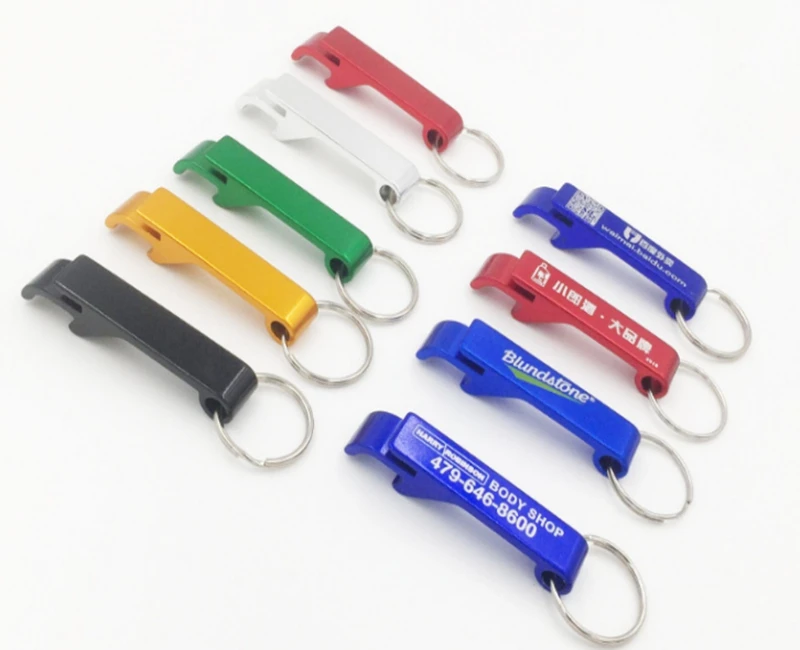 

1000pcs/lot Wedding Party Promotion Customed printed logo gift Aluminum alloy bottle opener metal keychain laser LOGO