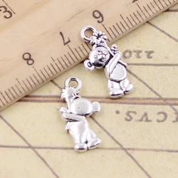 20pcs Charms Bear Flowers 19x9mm Tibetan Silver Color Pendants Antique Jewelry Making DIY Handmade Craft