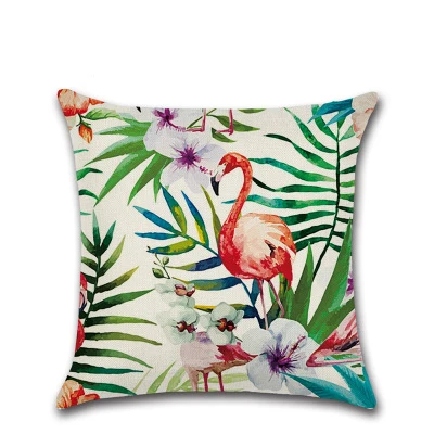 Nordic Flamingo Tropical Leaf Decorative Throw Pillow Case 18 X 18 Inch(45*45CM)Cotton Linen