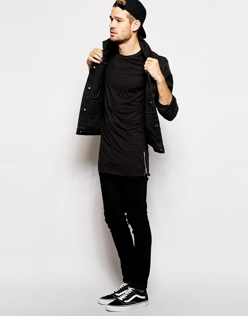 2024 MRMT Brand New Clothing Mens Long T Shirt Hip Hop Extra Longline T-Shirt For Male Tshirt Zipper Man Leisure T Shirts