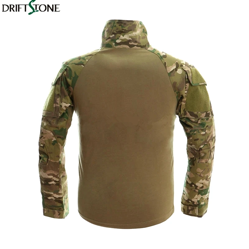 Camouflage T-shirts US Army Combat T Shirt Cargo Airsoft Paintball Tactical Clothing with Elbow Pads