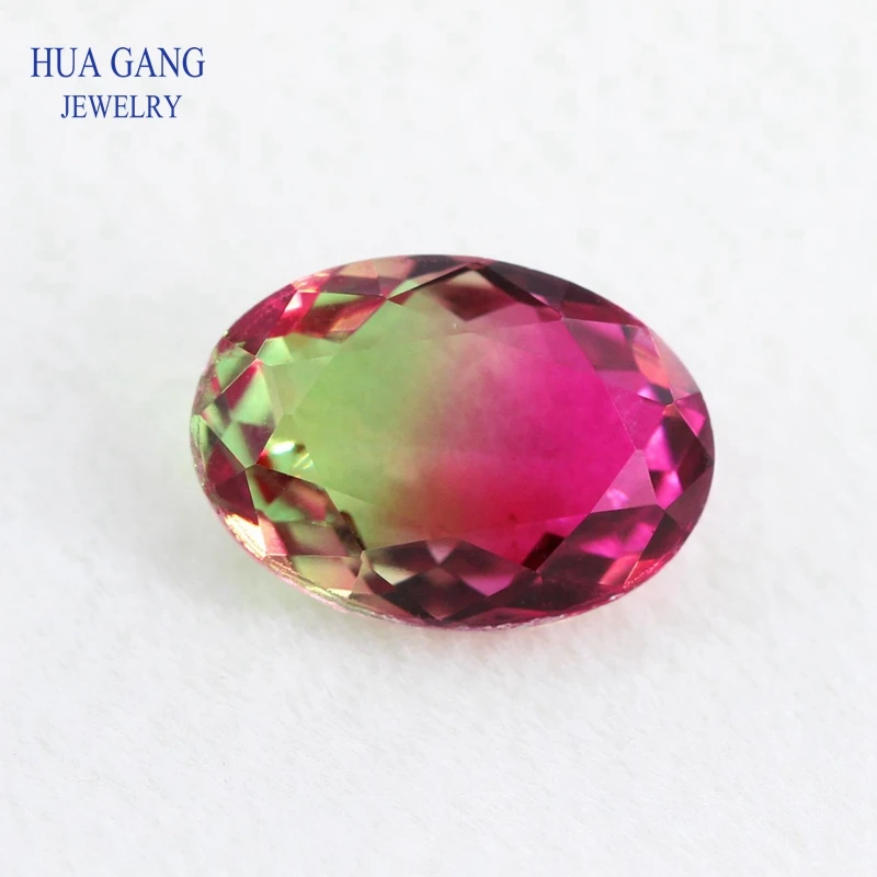 Oval Shape Watermelon Tourmaline Stone Synthetic Glass Loose Beads Size 4x6mm-13x18mm For Jewelry Making