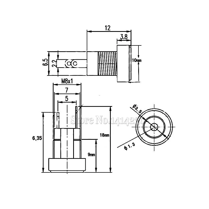 2Pcs 3A 12v for DC Power Supply Jack Socket Female Panel Mount Connector 3.5mm 1.35mm 2 Terminal types 3.5*1.35